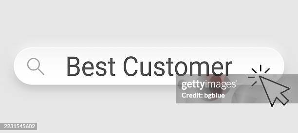 best customer - search bar with cursor on blank background - client first stock illustrations