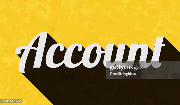 account - text with long shadow on textured yellow background - spreadsheet template stock illustrations