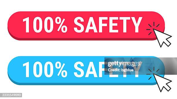 Safety Programs Button Image 100 Safety Red And Blue Buttons With Cursor On White Background High ...
