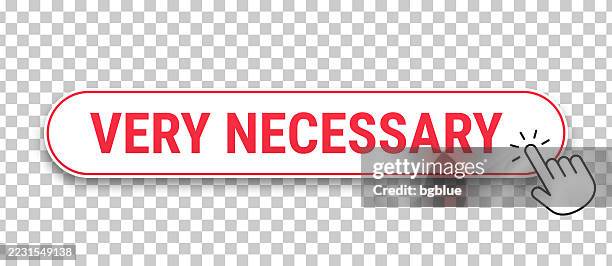 very necessary - 3d click web button with hand cursor on blank background - emergency button stock illustrations