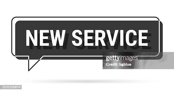 new service - 3d black speech bubble on white background - new text message stock illustrations