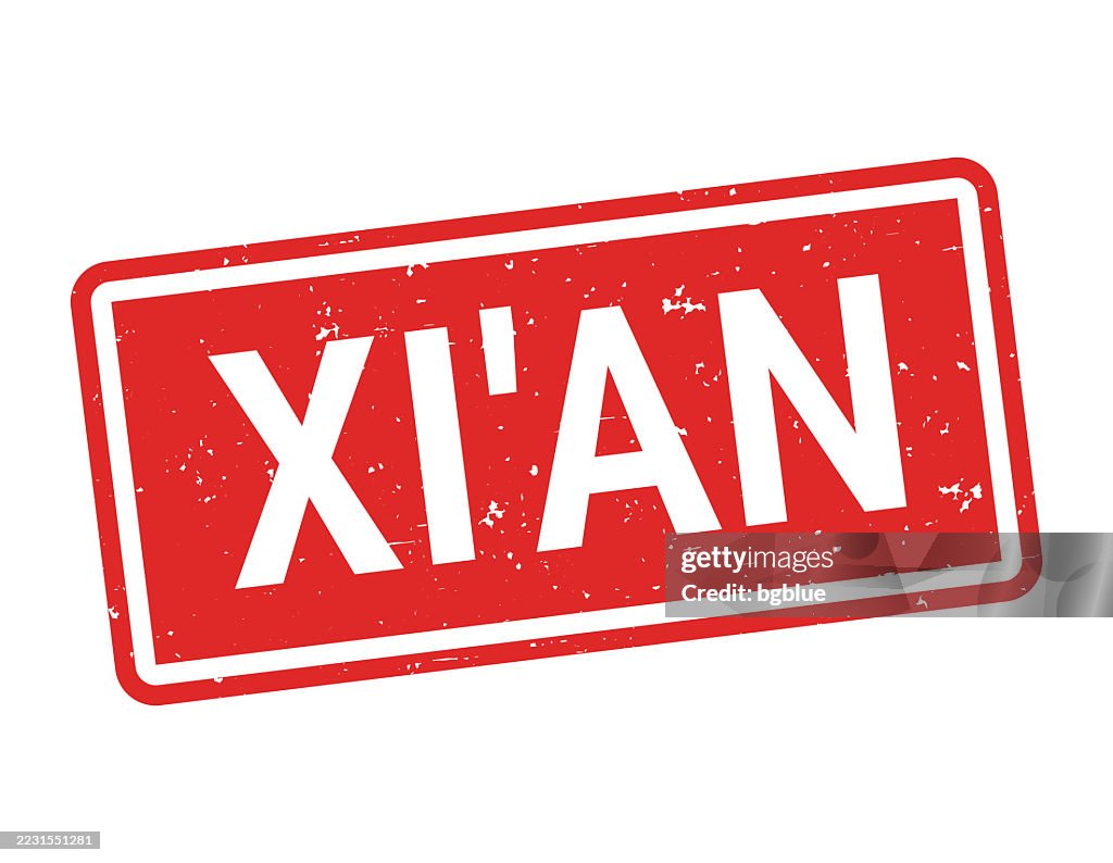 Xi'an - Red rubber stamp on white background