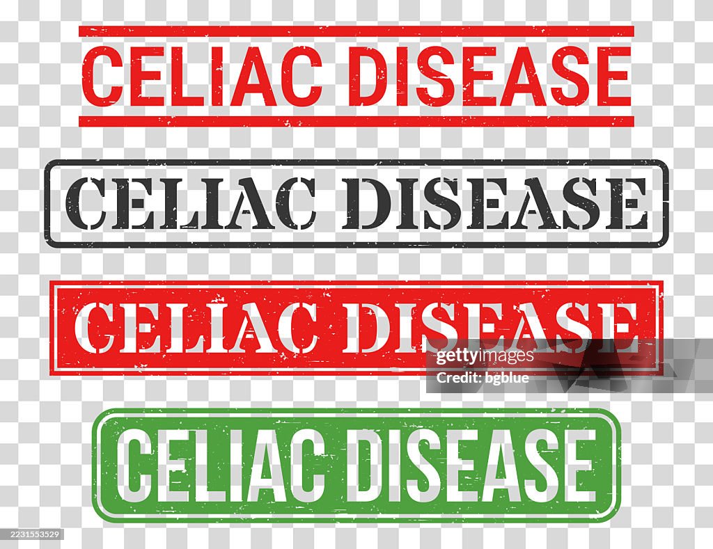 Celiac Disease - Rubber stamp set on blank background