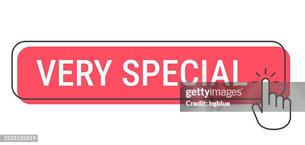very special - click button with hand cursor on white background - too much technology stock illustrations