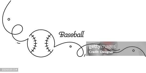 one continuous line drawing of baseball icon. single line vector illustration - abstract baseball diamond stock illustrations