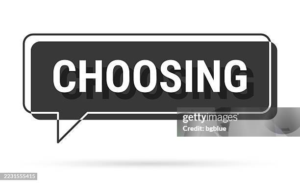 choosing - 3d black speech bubble on white background - technology adoption stock illustrations