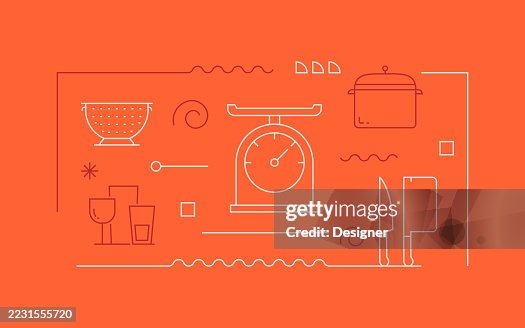 Kitchen Utensils Related Vector Illustration. Kitchenware, Cooking, Preparing, Household Kitchen Utensils Related Vector Illustration. Kitchenware, Cooking, Preparing, Household