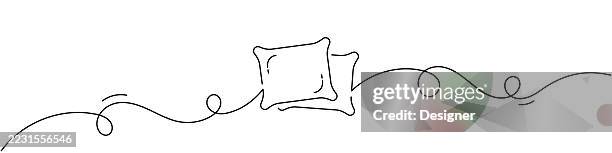 one continuous line drawing of pillow icon. single line vector illustration - pillow feathers stock illustrations