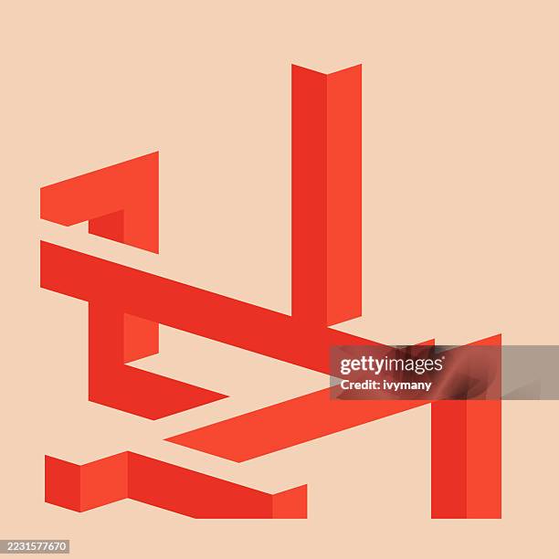 red 3d cube geometric architecture structure pattern background - red cube stock illustrations