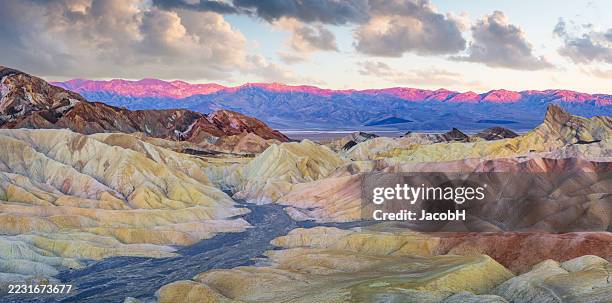 sunrise at zabriskie point in death valley national park, california - badlands stock pictures, royalty-free photos & images