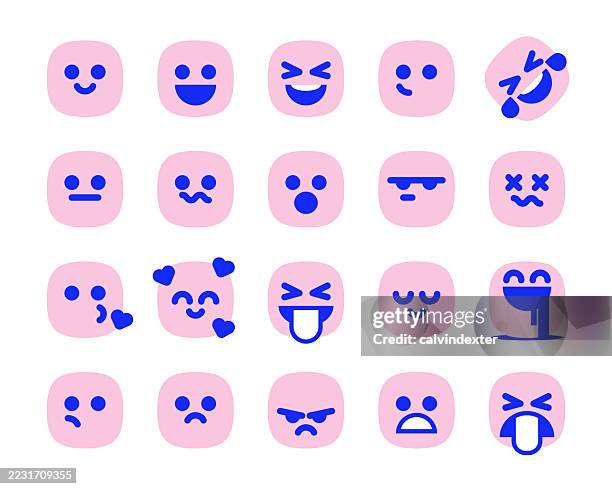 cute colorful emojis collection - facial expression stock illustrations