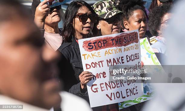 Women at the Cape Town Castle during the Women Rise-Enough Is Enough March on August 27, 2025 in Cape Town, South Africa. The group demanded an end...
