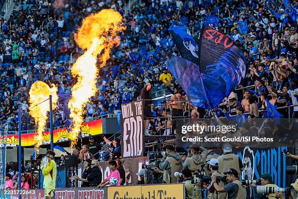 San Jose Earthquakes fans celebrate a goal during a game between San Diego FC and San Jose Earthquakes at PayPal Park on August 17, 2025 in San Jose,...