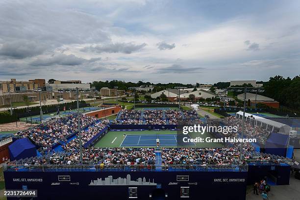 General view of the match between Márton Fucsovics of Hungary and Botic van de Zandschulp of Netherlands in the men’s finals of the ATP 250...