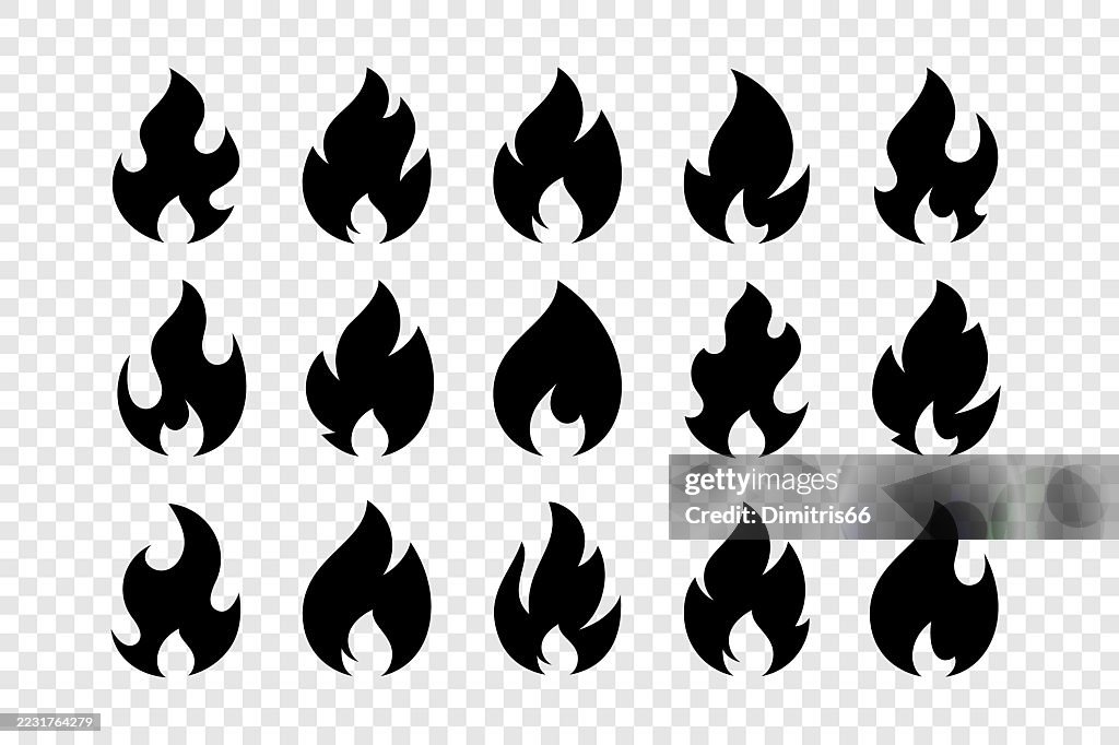 Flame solid icon set