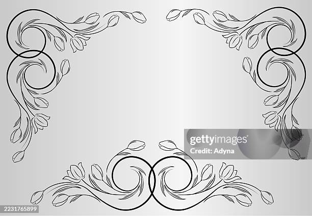tulip outline - black and white - tulip background stock illustrations