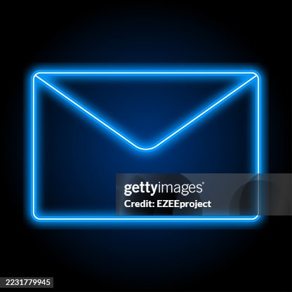 Neon Envelope Icon. Email or Message Symbol. Glowing Mail Vector. Blue Neon Contact Us Icon Neon Envelope Icon. Email or Message Symbol. Glowing Mail Vector. Blue Neon Contact Us Icon