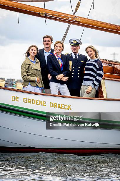 Prince Maurits of The Netherlands, Princess Marilene of The Netherlands with their children Anna, Lucas and Felicia sail on the royal ship Groene...