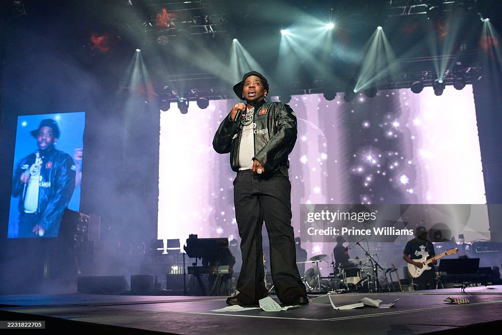 Lucci Rapper Pink Rapper YFN Lucci performs during YFN LUCCI & Friends Welcome Home ...