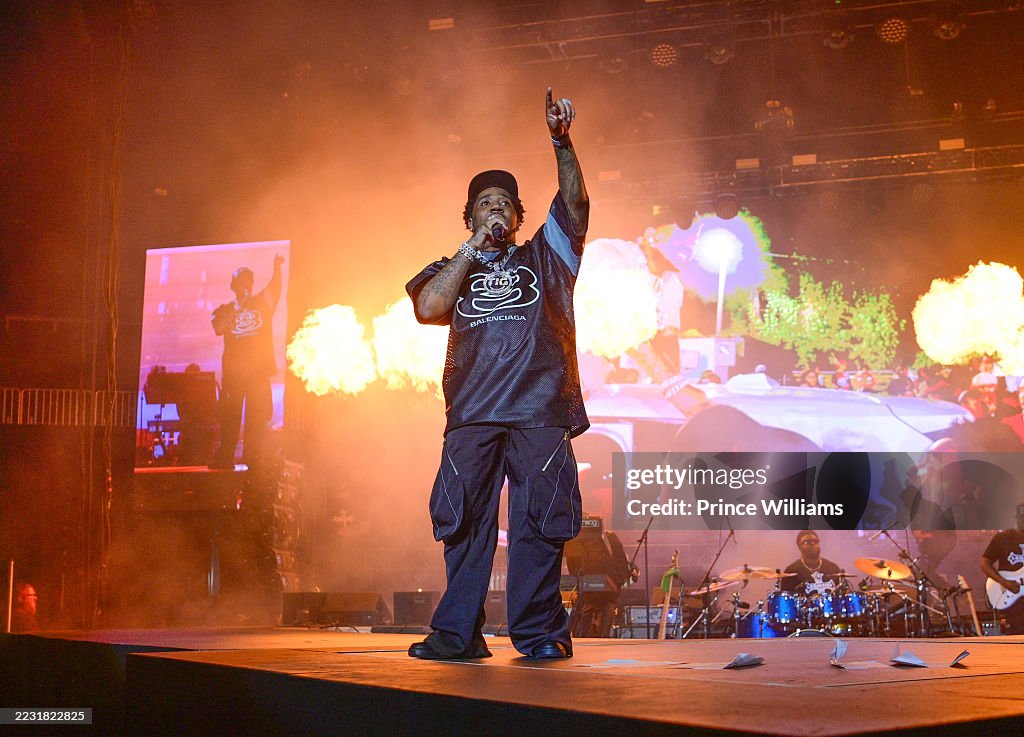 Lucci Rapper Pink Rapper YFN Lucci performs during YFN LUCCI & Friends Welcome Home ...