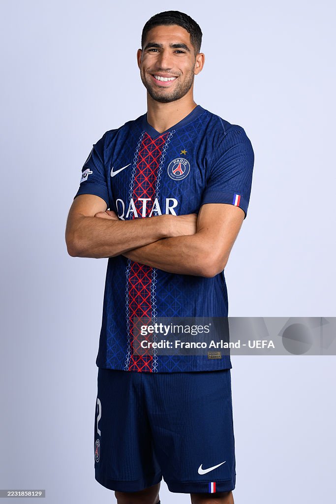 Achraf Hakimi Of Paris Saint Germain Poses For A Portrait During The achraf-hakimi-of-paris-saint-germain-poses-for-a-portrait-during-the