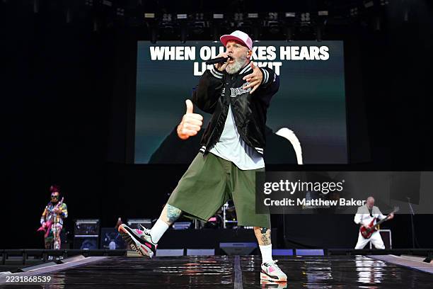 LEEDS, ENGLAND Fred Durst of Limp Bizkit performs onstage during Leeds Festival at Bramham Park on August 24, 2025 in Leeds, England.