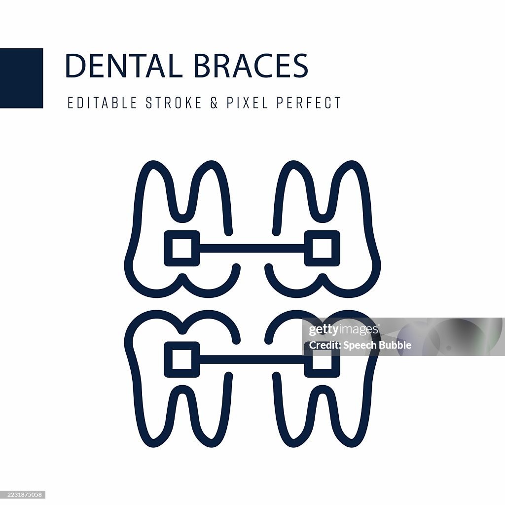 Dental Braces Line Icon. Editable Stroke Vector Icon.