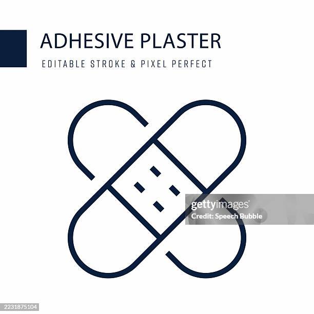 adhesive plaster line icon. editable stroke vector icon. - hospital maintenance stock illustrations