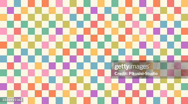 retro pastel checkerboard pattern with vibrant colors - optical illusion stock illustrations