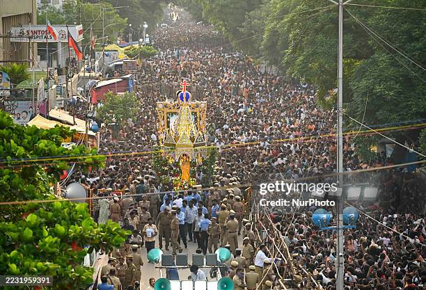 The Annai Velankanni Church annual fest starts with a flag hoisting in Chennai, India, on August 29, 2025 .