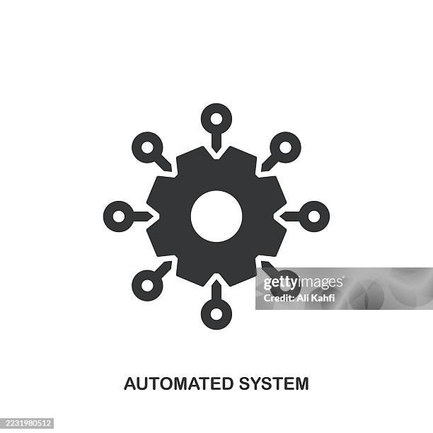 automated system glyph solid icon. solid icon that can be applied anywhere, simple, pixel perfect and modern style. - manufacturing execution system stock illustrations