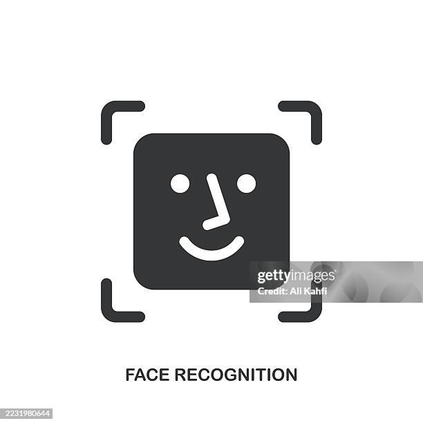 face recognition glyph solid icon. solid icon that can be applied anywhere, simple, pixel perfect and modern style. - looking over edge stock illustrations