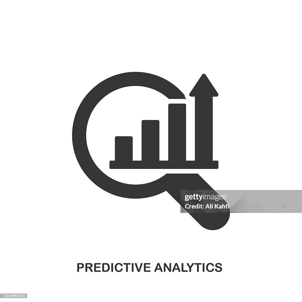 Predictive Analytics glyph solid icon. Solid icon that can be applied anywhere, simple, pixel perfect and modern style.
