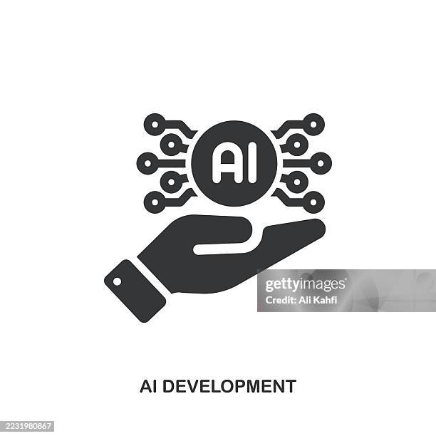 ai development glyph solid icon. solid icon that can be applied anywhere, simple, pixel perfect and modern style. - data science computer stock illustrations