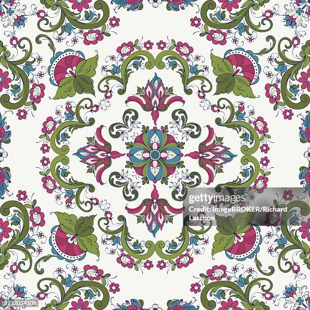 rosemaling tile, traditional norwegian decorative pattern. vector illustration - cladding stock illustrations
