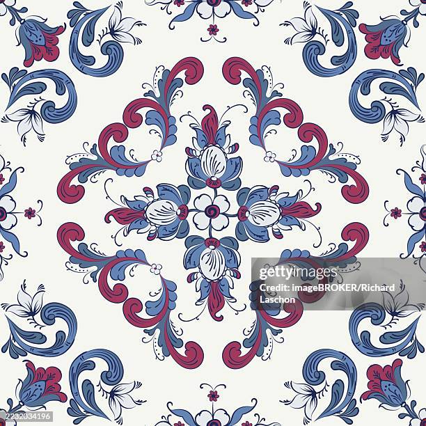 rosemaling tile, traditional norwegian decorative pattern. vector illustration - cladding stock illustrations