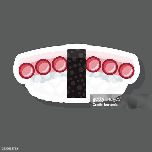 tako octopus sushi sticker icon - japan takoyaki stock illustrations