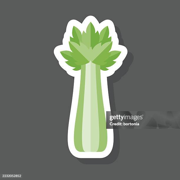 ilustraciones, imágenes clip art, dibujos animados e iconos de stock de icono de pegatina de apio vegetal - apio