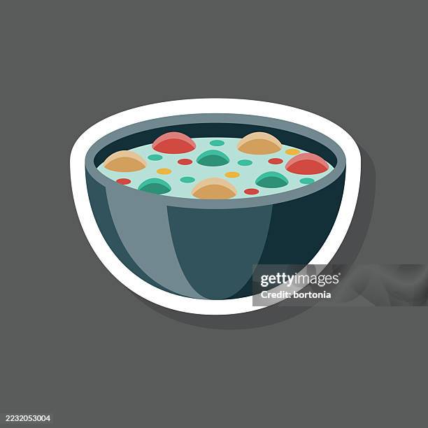 gaeng keow wan gai green curry thai food sticker icon - green curry stock illustrations