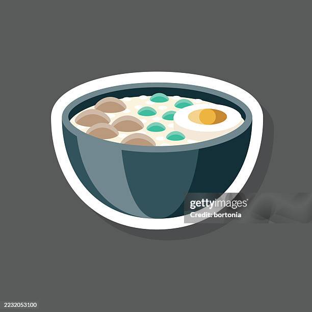 jok moo congee sticker icon - stew stock illustrations