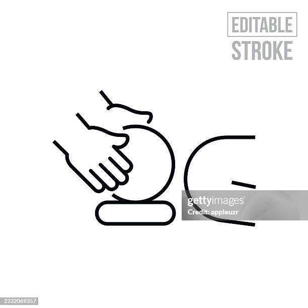 person getting a head massage thin line icon - editable stroke - massage table stock illustrations