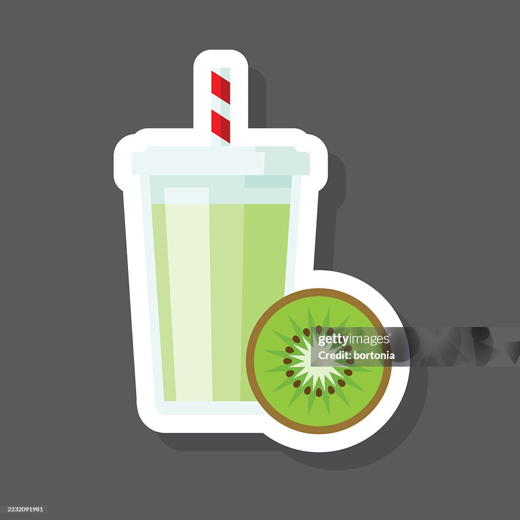 Icono de pegatina de batido de kiwi