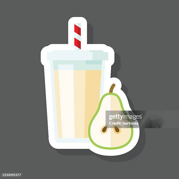 pear smoothie sticker icon - milkshake isolated stock illustrations