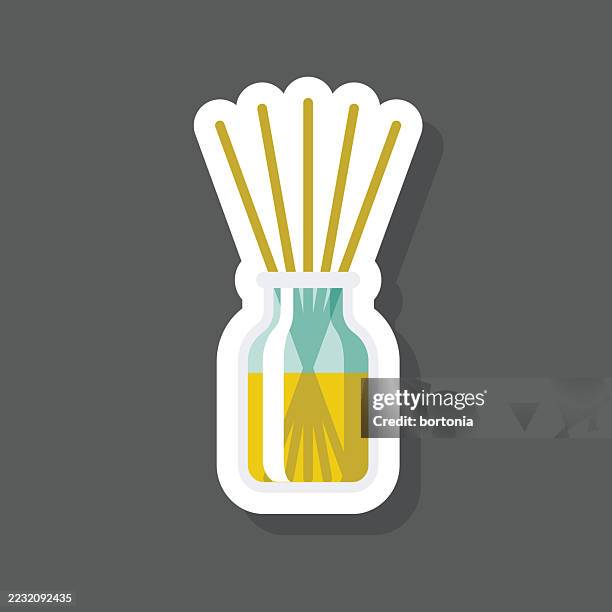 reed aromatheraphy diffuser sticker icon - aromatherapy diffuser stock illustrations