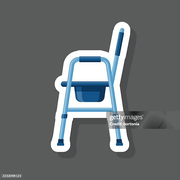 commode chair mobility aid sticker icon - usability testing stock illustrations