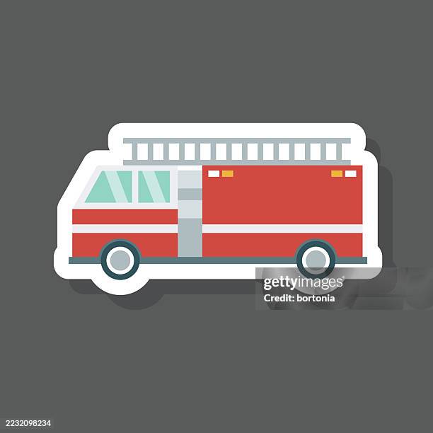 fire engine sticker icon - fire engine stock illustrations