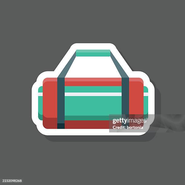 sporttasche aufkleber symbol - sporttasche stock-grafiken, -clipart, -cartoons und -symbole