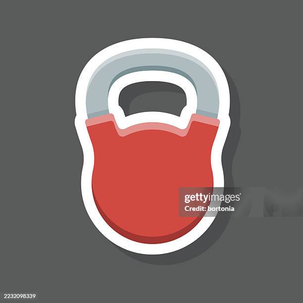 kettlebell sticker icon - dumbell isolated stock illustrations