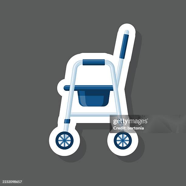 wheeled commode chair mobility aid sticker icon - usability testing stock illustrations