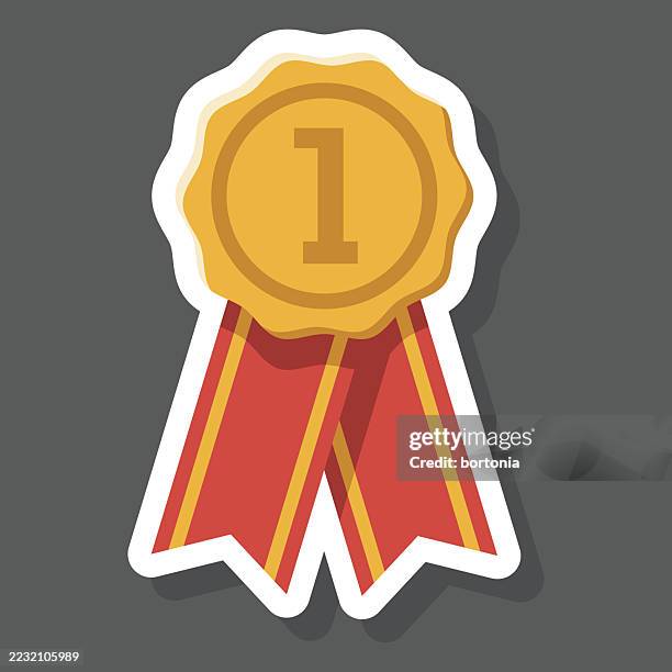 stockillustraties, clipart, cartoons en iconen met award ribbon sticker icon - prijs onderscheiding